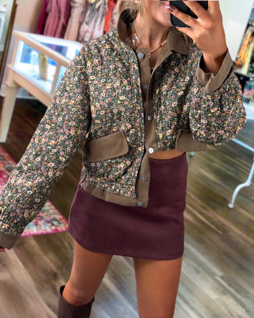 Retro Quilted Floral Jacket