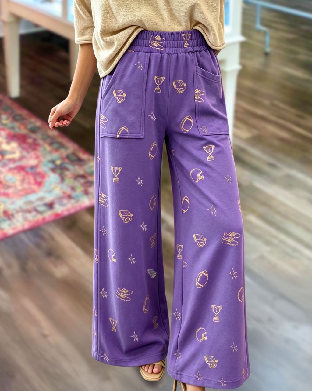 Game Day Football Trophy Print Pants