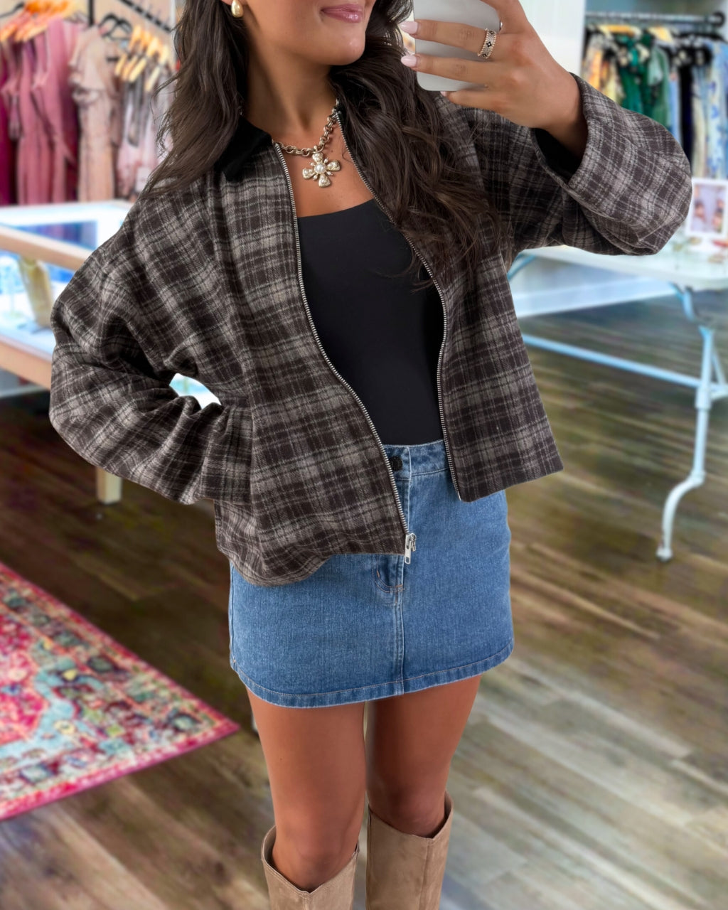 Trendy Tweed Plaid Jacket