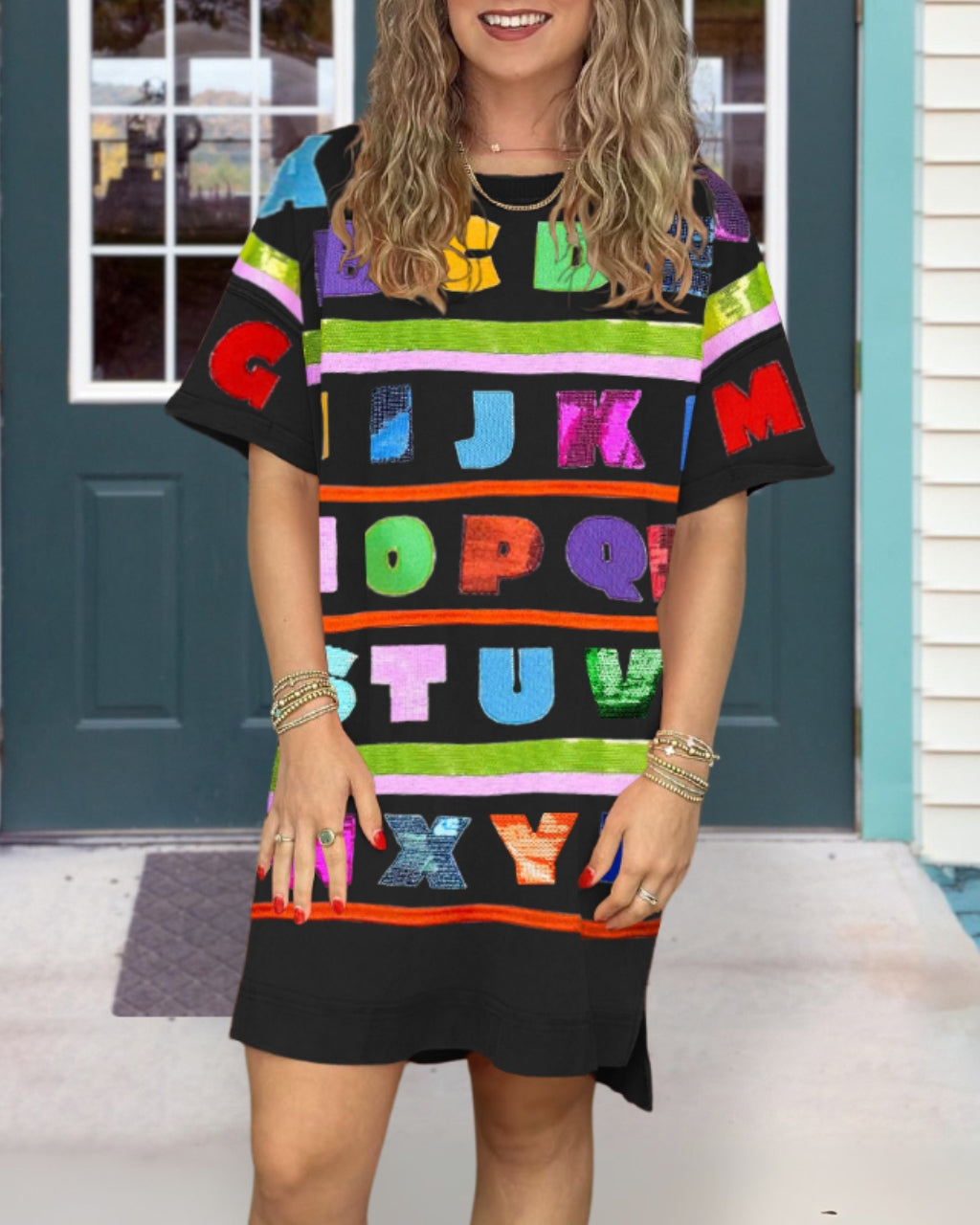 Colorful Letter Sequin Dress