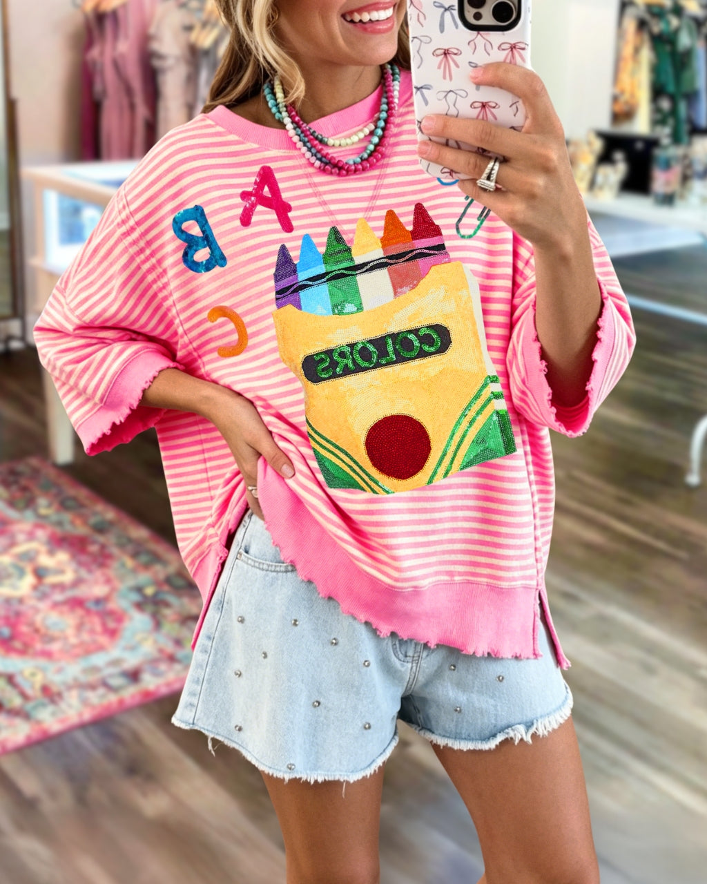 Crayon ABC Sequined Striped Top