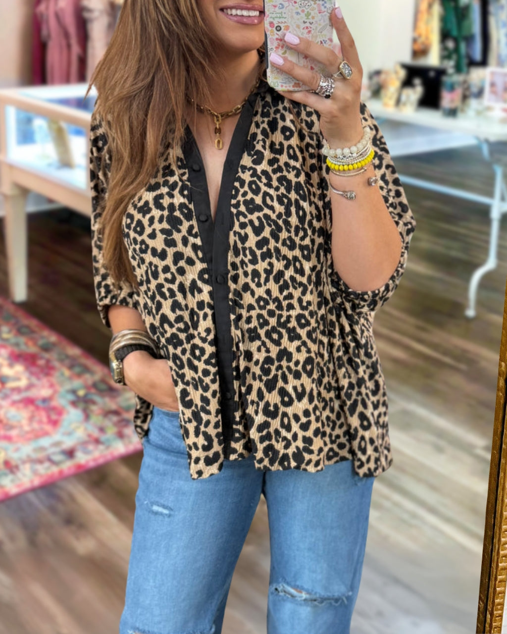 Trendy Leopard Cardigan Top