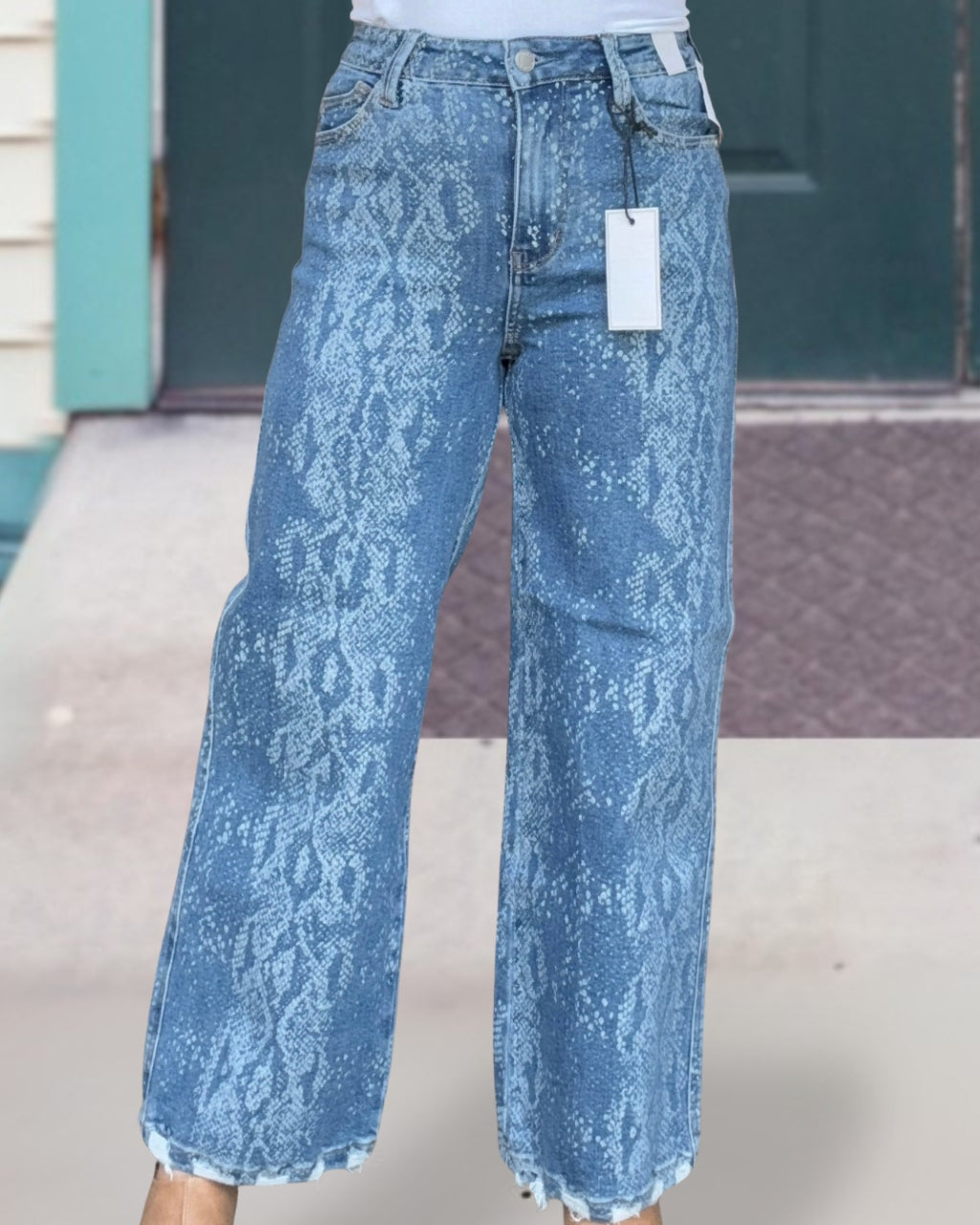 Stylish Snakeskin Denim Pants