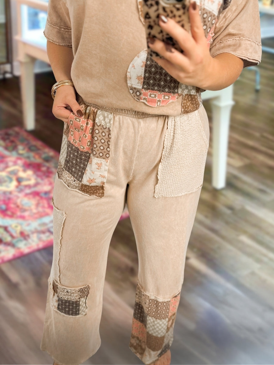 Retro Casual Floral Patchwork Pants