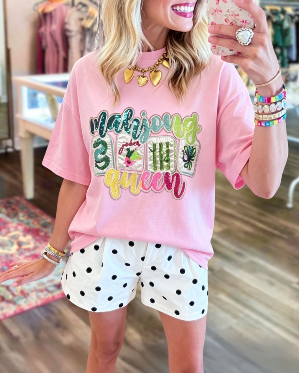 Colorful Mahjong Queen Sequin Tee