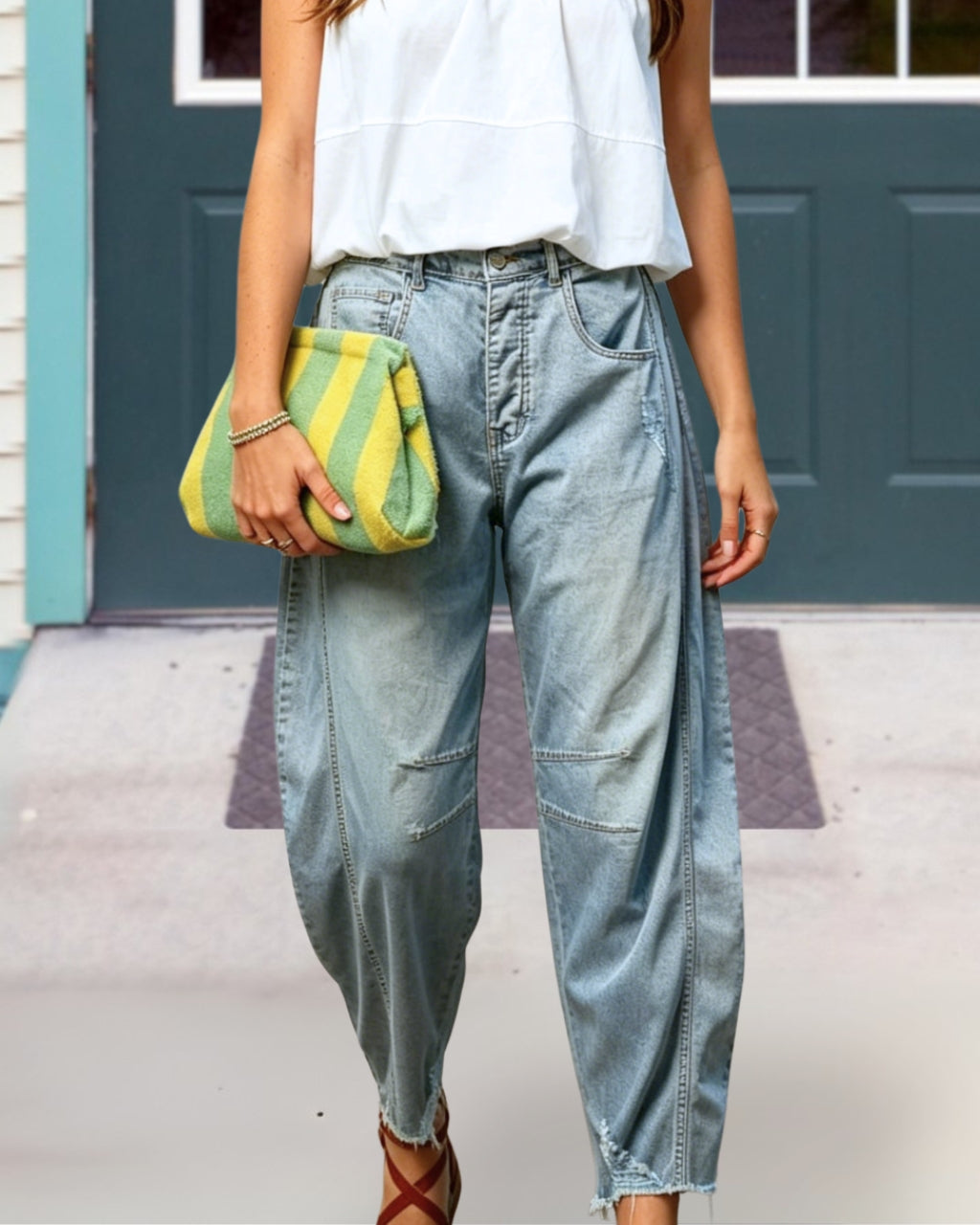 Unique Curved-Cut Jeans