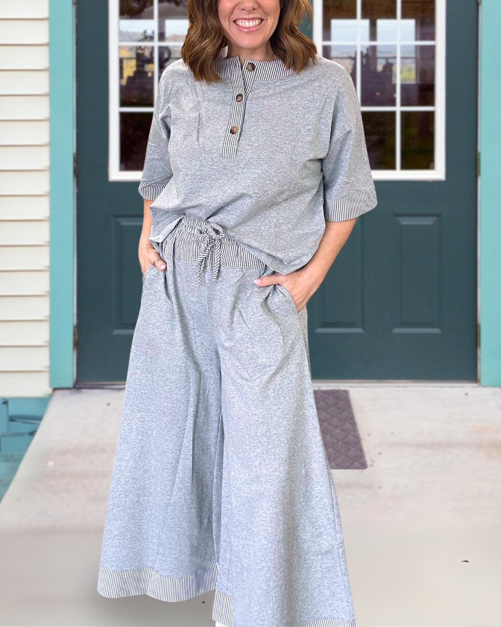 Chic Striped Wide-leg Set