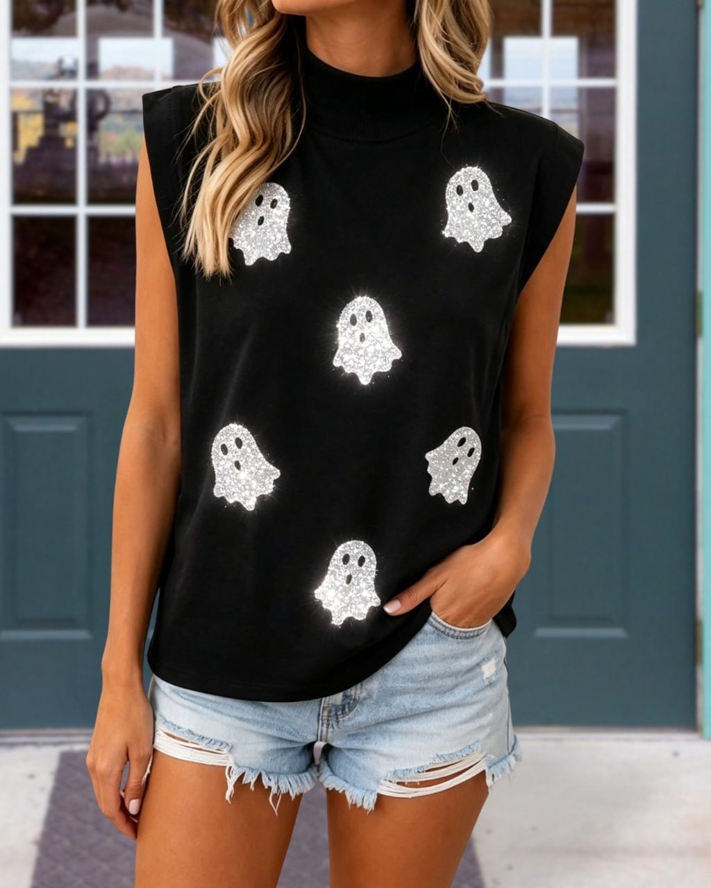 Halloween Ghost Sequin Top