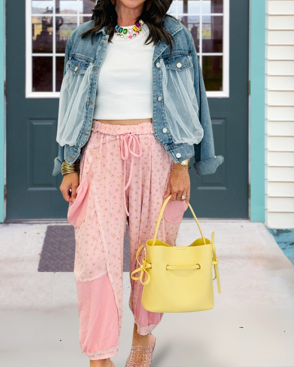 Floral Knitted Casual Pants