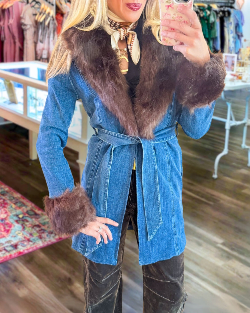 Trendy Fur Collar Denim Jacket