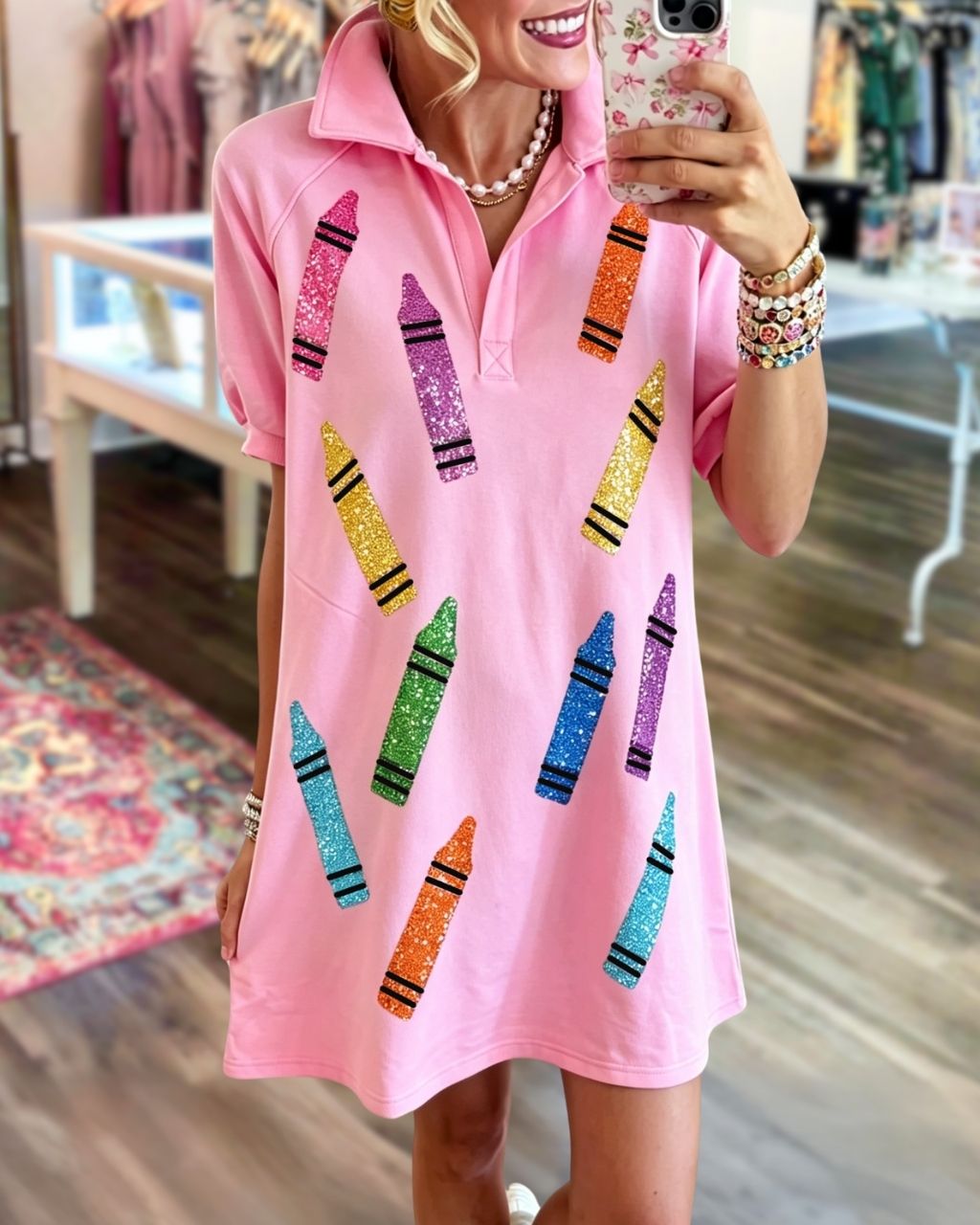Crayon Sequined Polo Dress