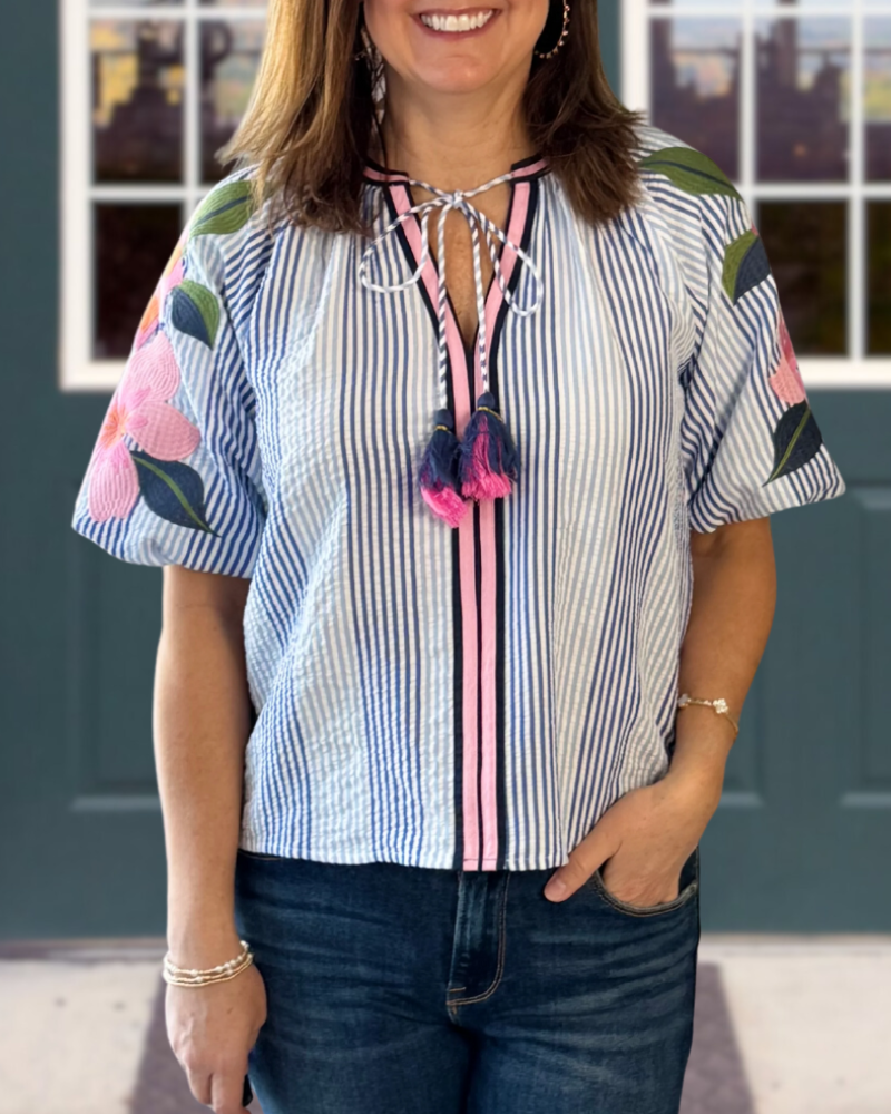 Bohemian Floral Stripes Top