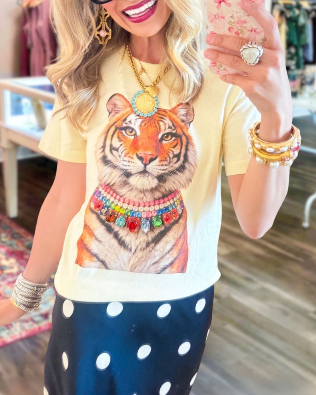 Tiger Gemstone Rhinestone T-shirt
