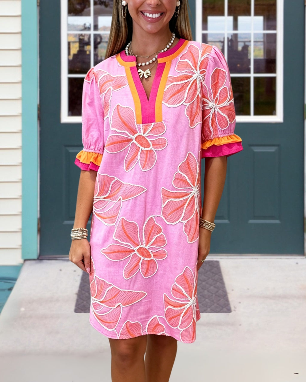 Citrus Bloom Embroidered Dress
