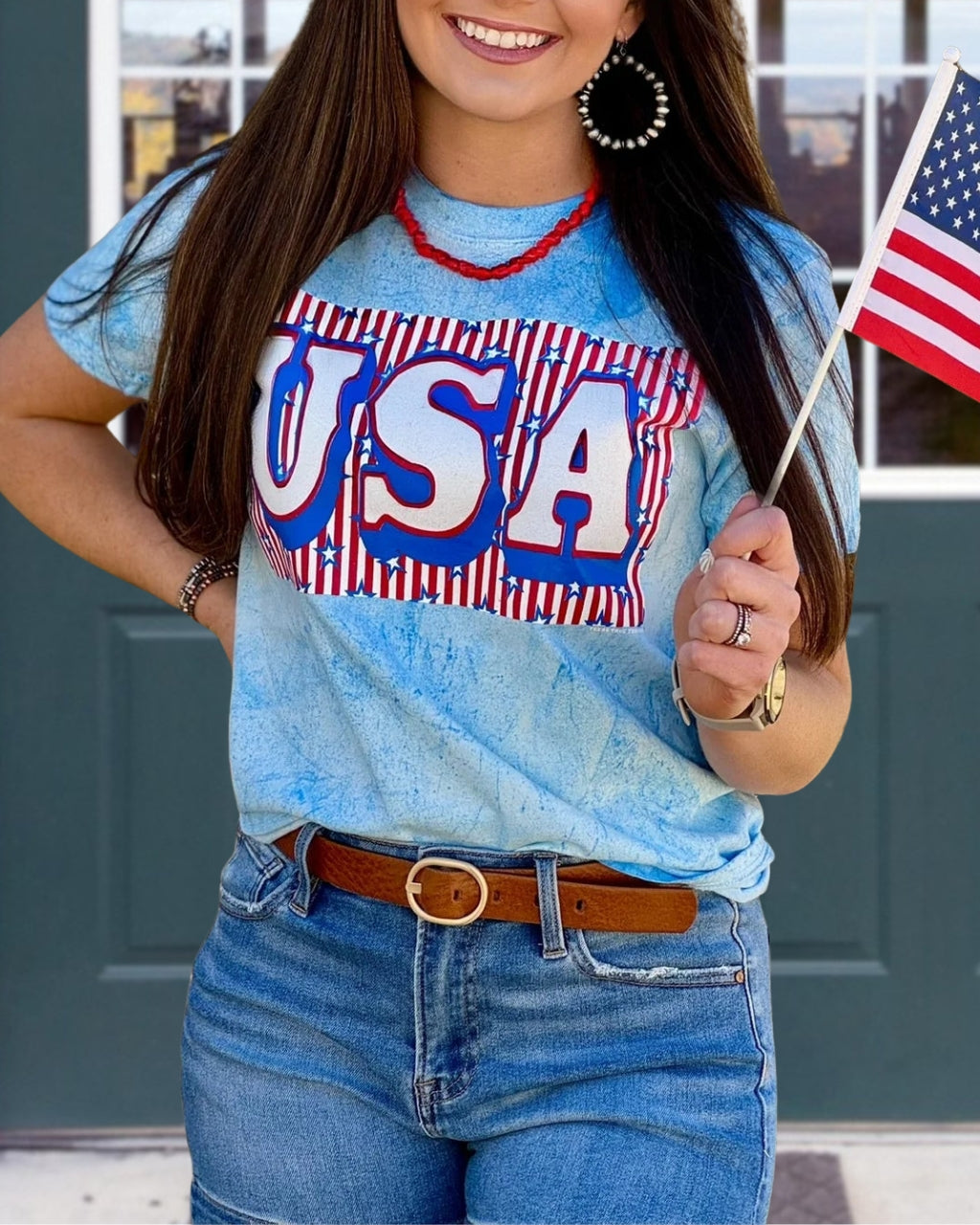 USA Stars Print T-Shirt