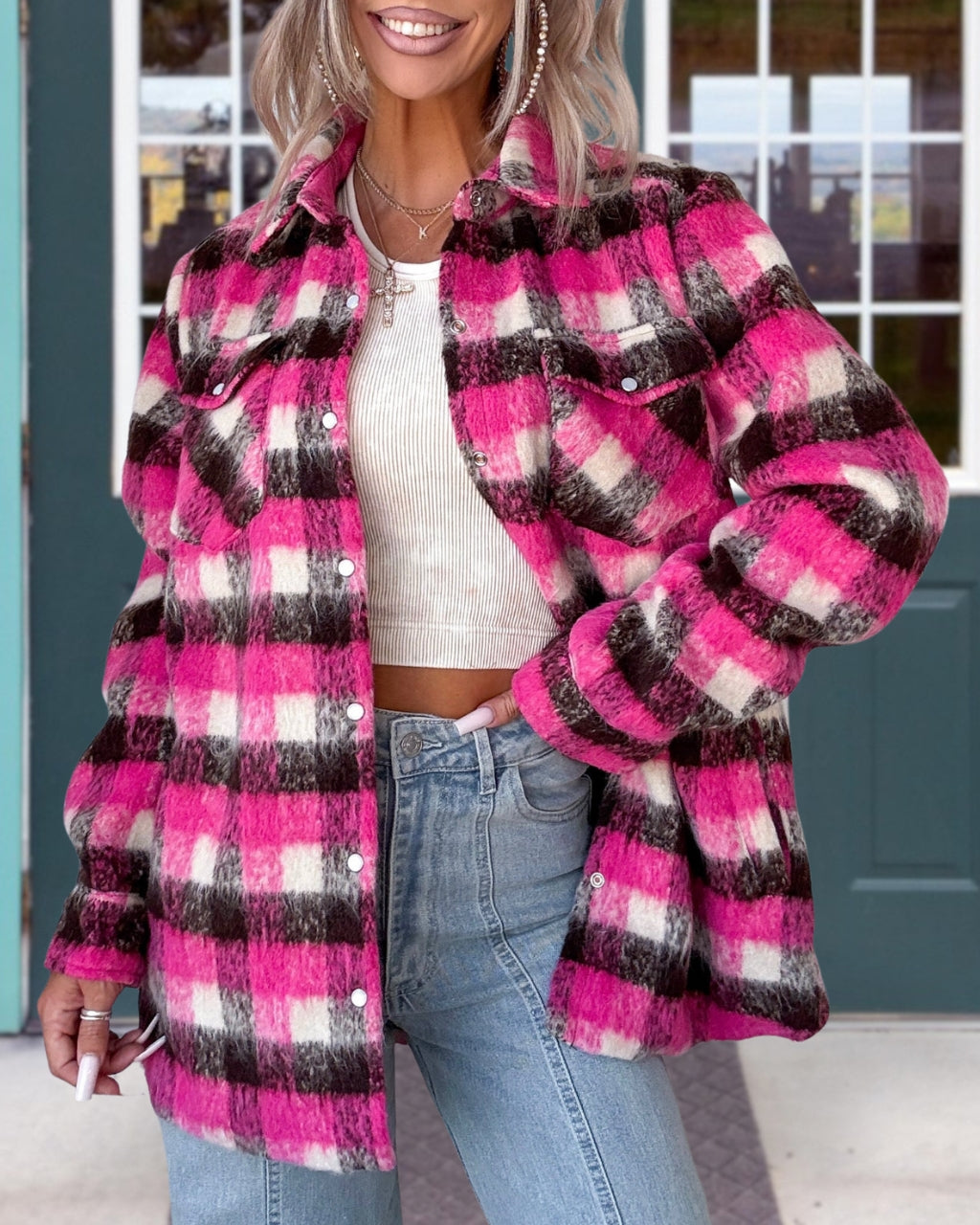 Trendy Plaid Tweed Jacket