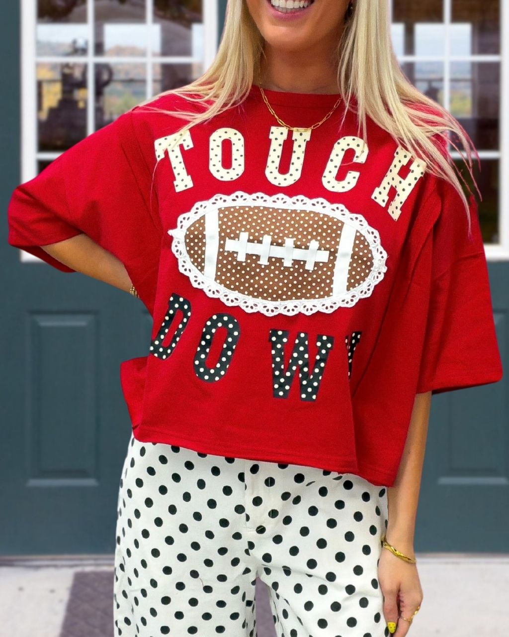Touch Down Football Polka-Dot T-Shirt