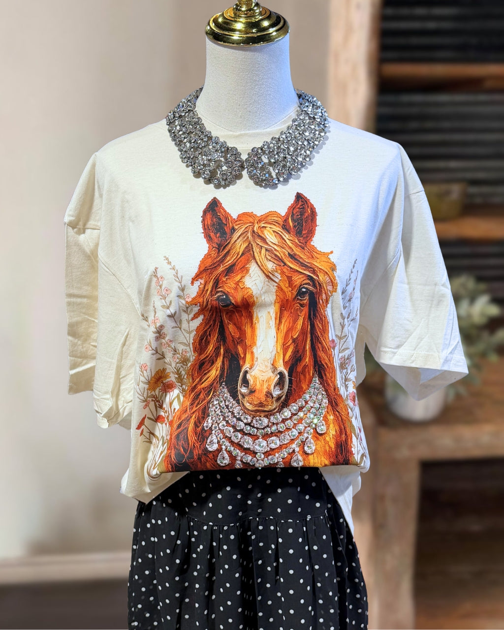 Crystal Horse Rhinestone T-shirt