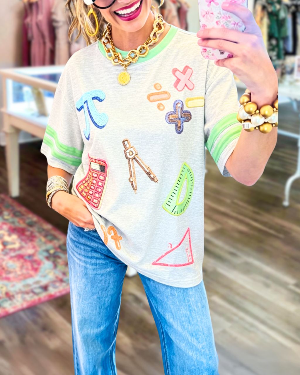 Campus Time Math Theme Sequin T-shirt
