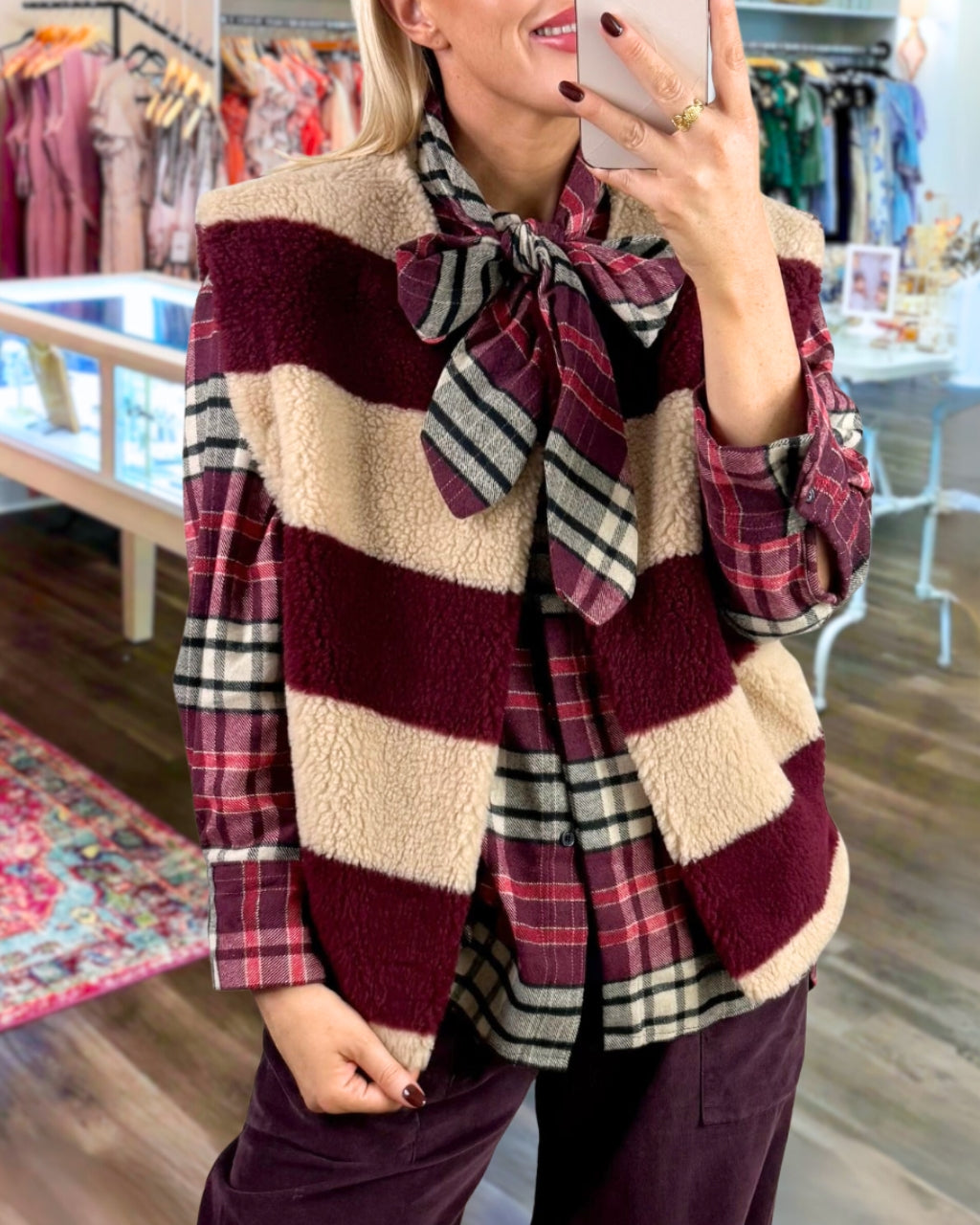 Chic Striped Fleece Vest