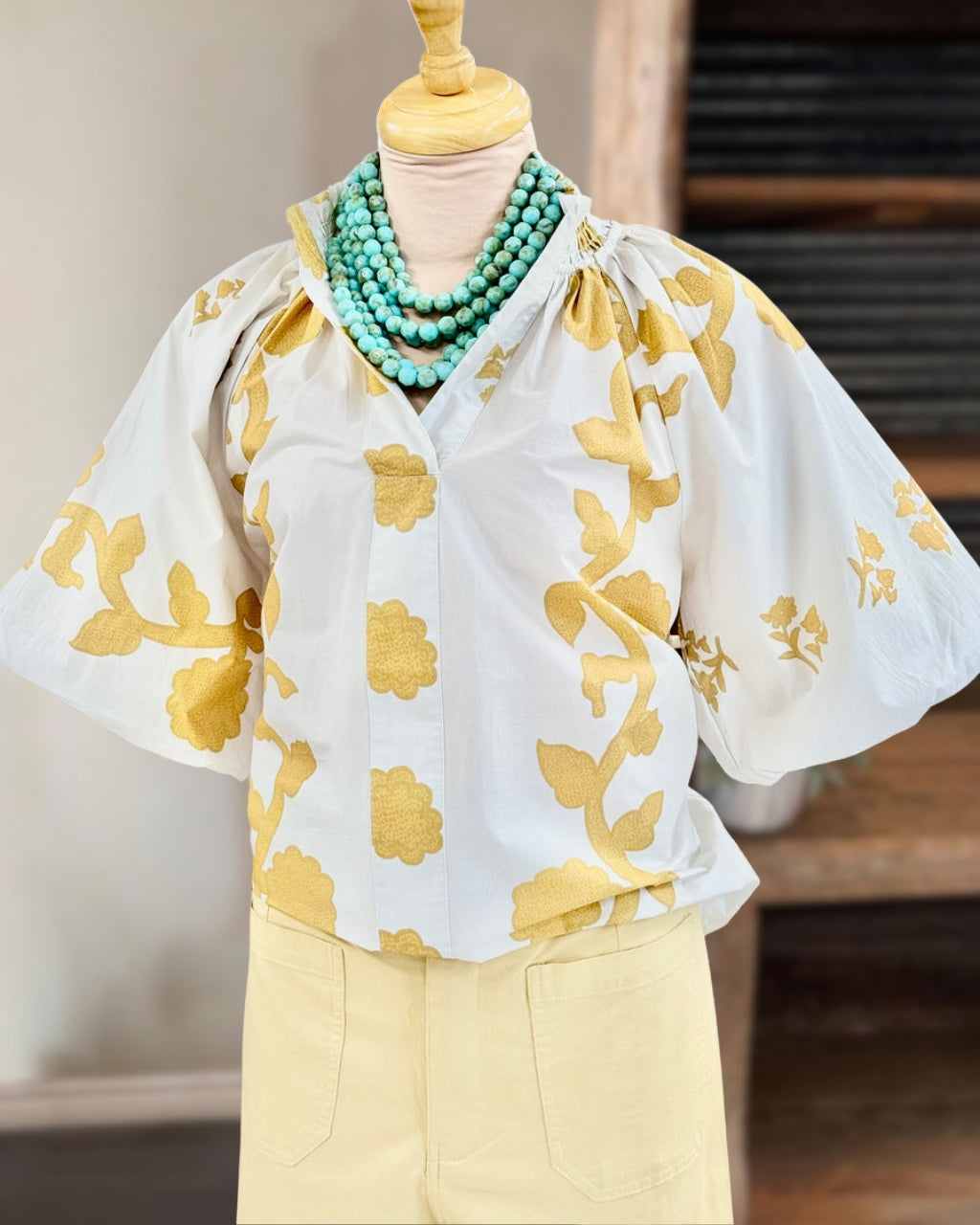 Delicate Floral Pattern Satin Top