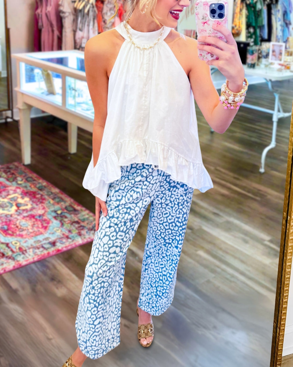 Stylish Drawstring Leopard Pants