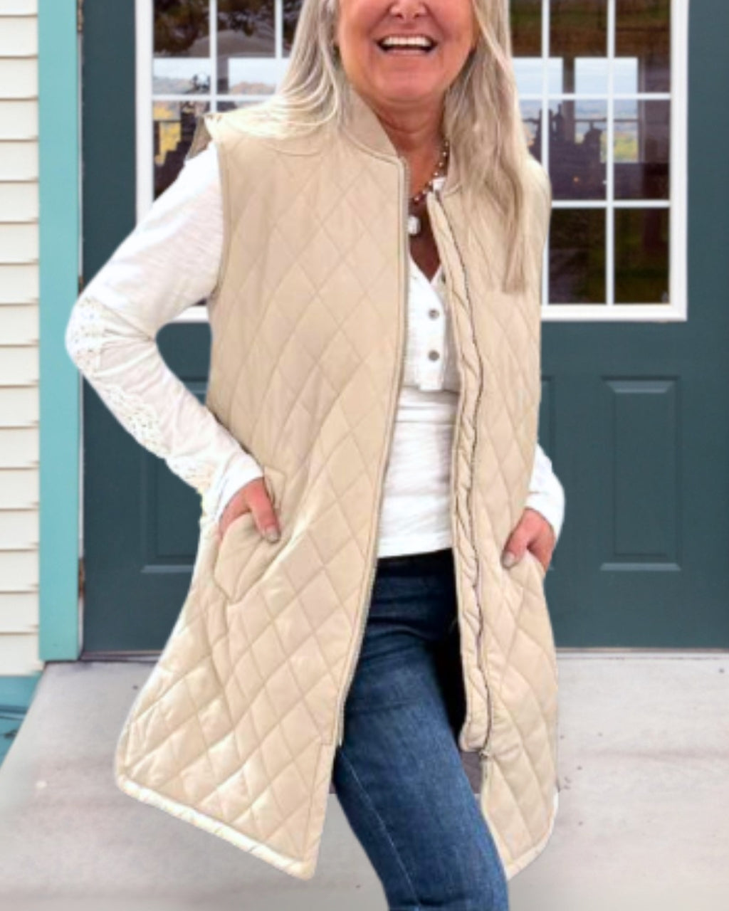 Chic Quilted Sleeveless Long Jacket