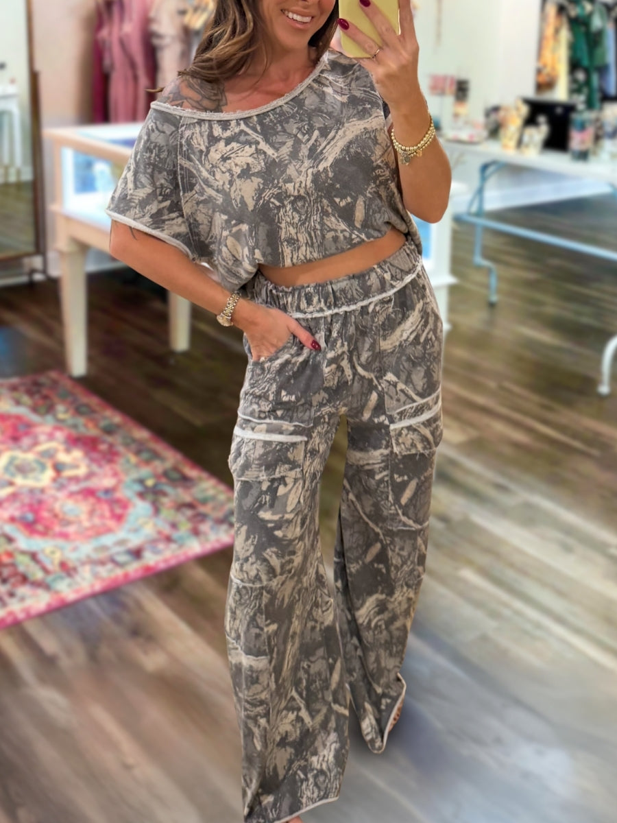 Casual Camouflage Print Set