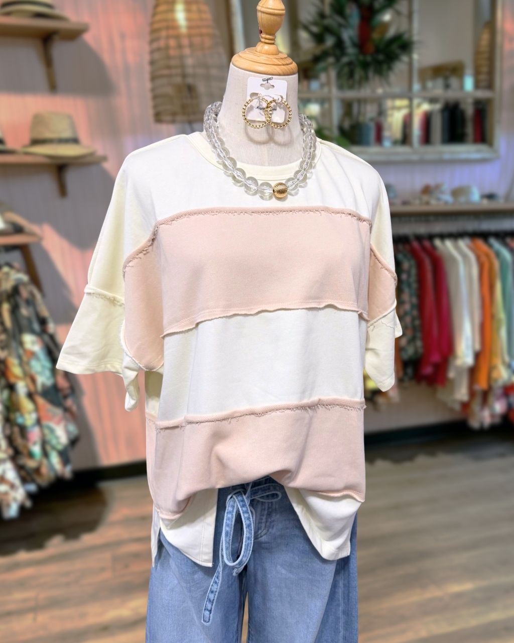 Simple Color-blocked Crewneck Top