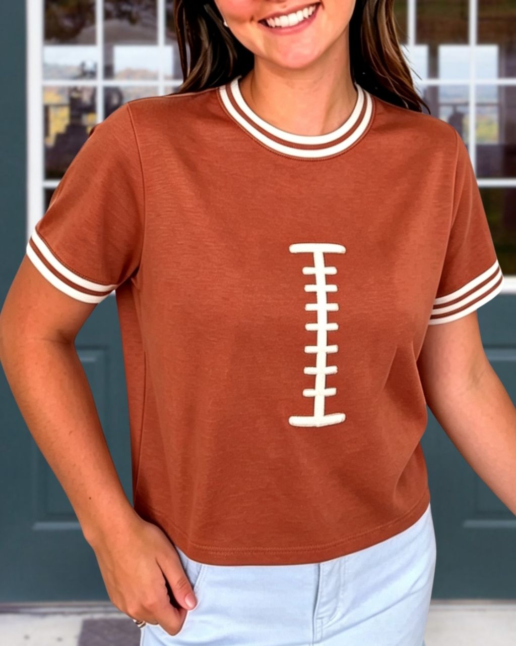 Football Stitch Embroidered T-shirt