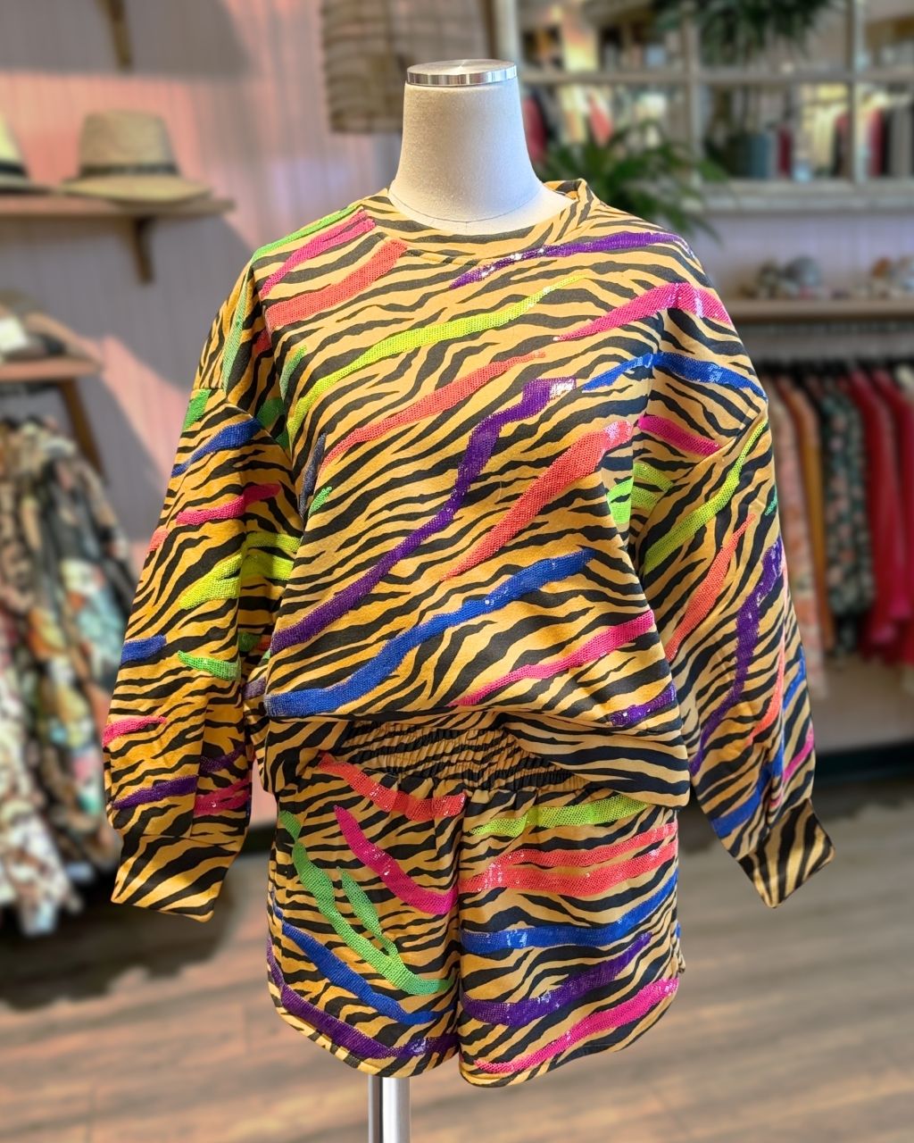 Neon Tabby Striped Sequin Set