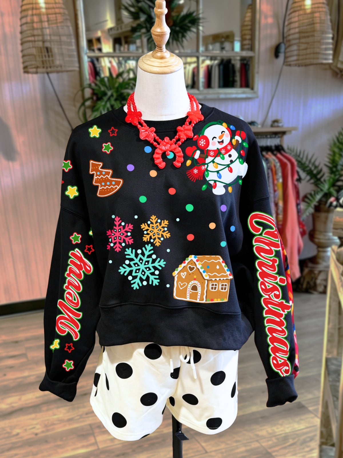 Merry Christmas Print Pullover