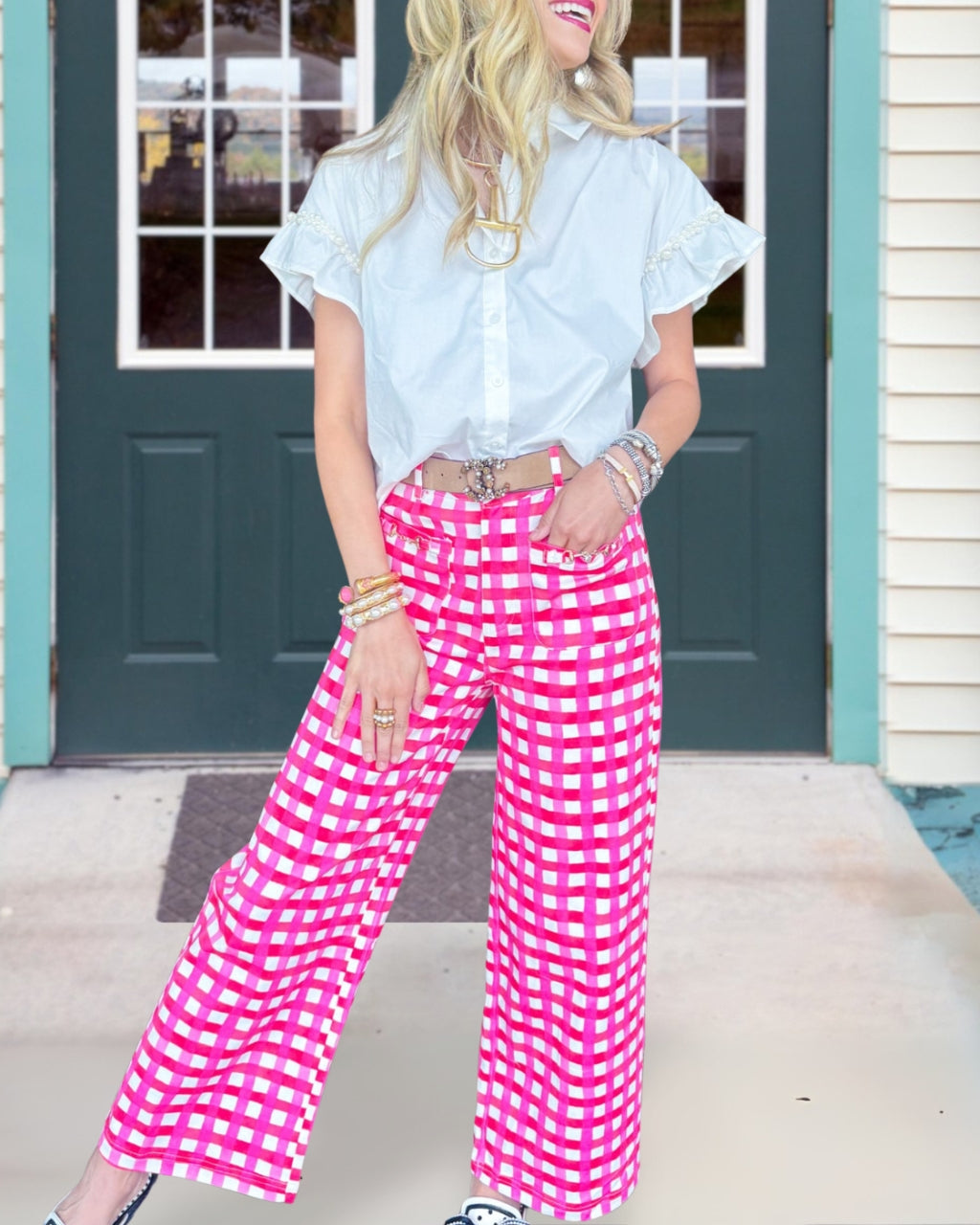 Classic Plaid Wide-Leg Pants
