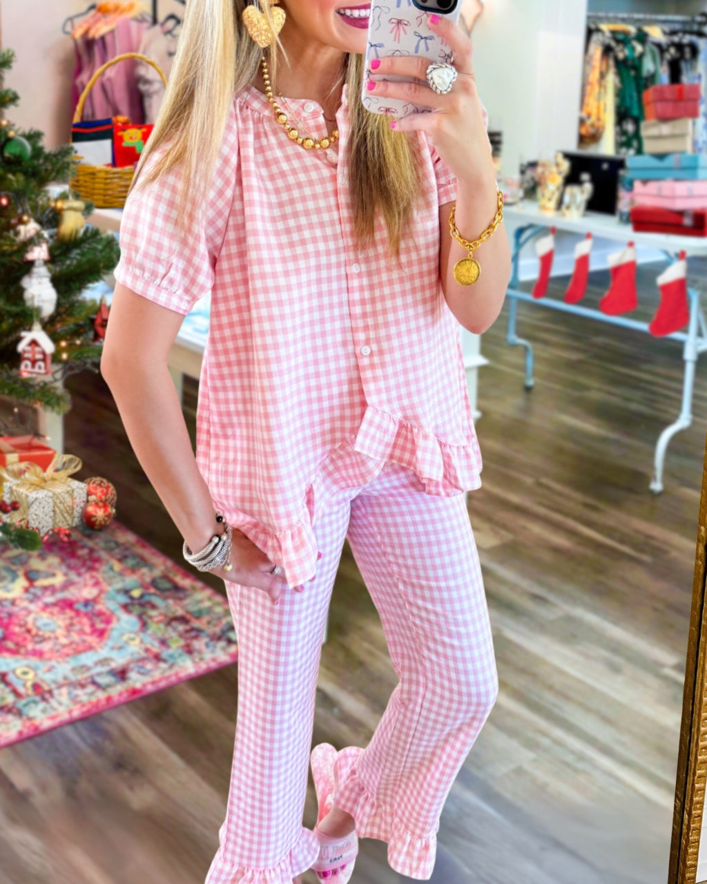 Chic Puffed Sleeve Ruffle Lounge Set