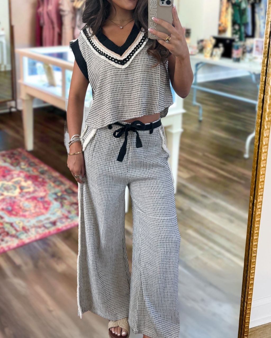 Casual Mesh Texture Sleeveless Set