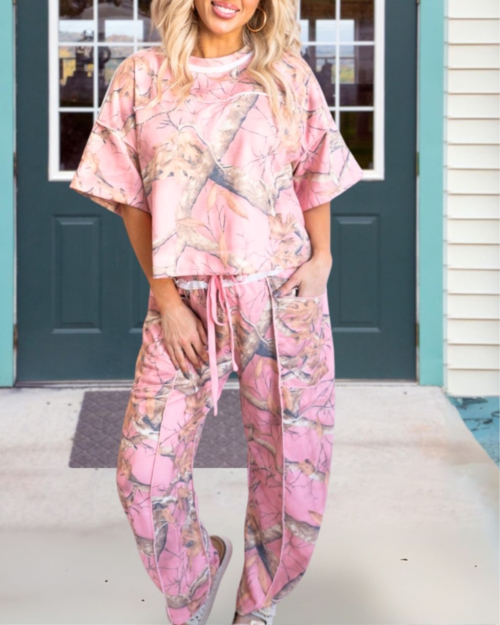 Forest Camouflage Print Trousers Set