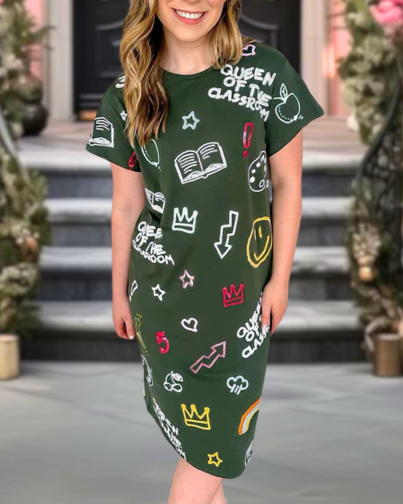 Classroom Mixed Print Dress