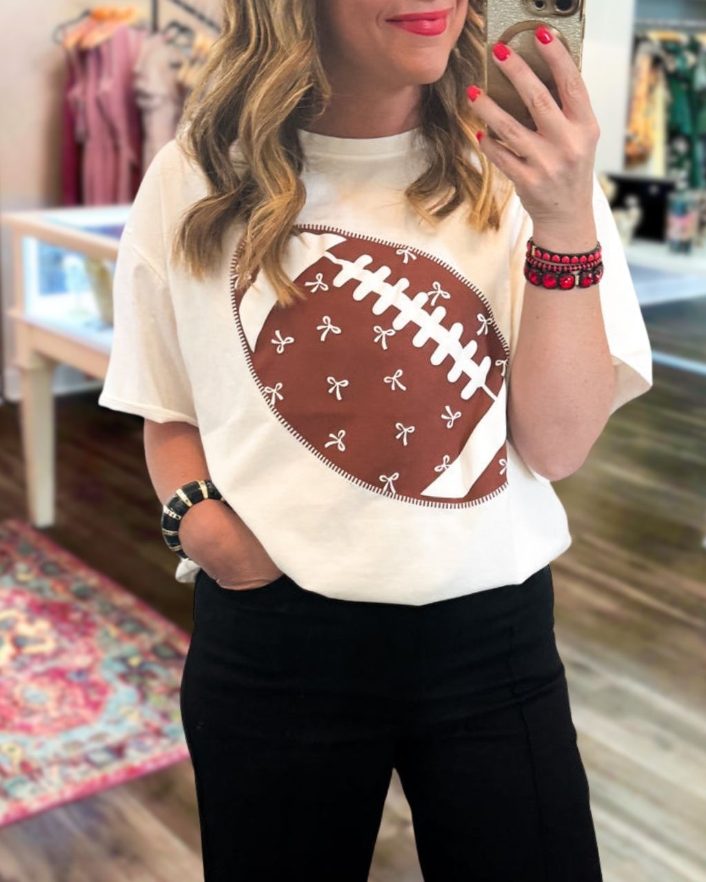 Football Bow Print T-shirt