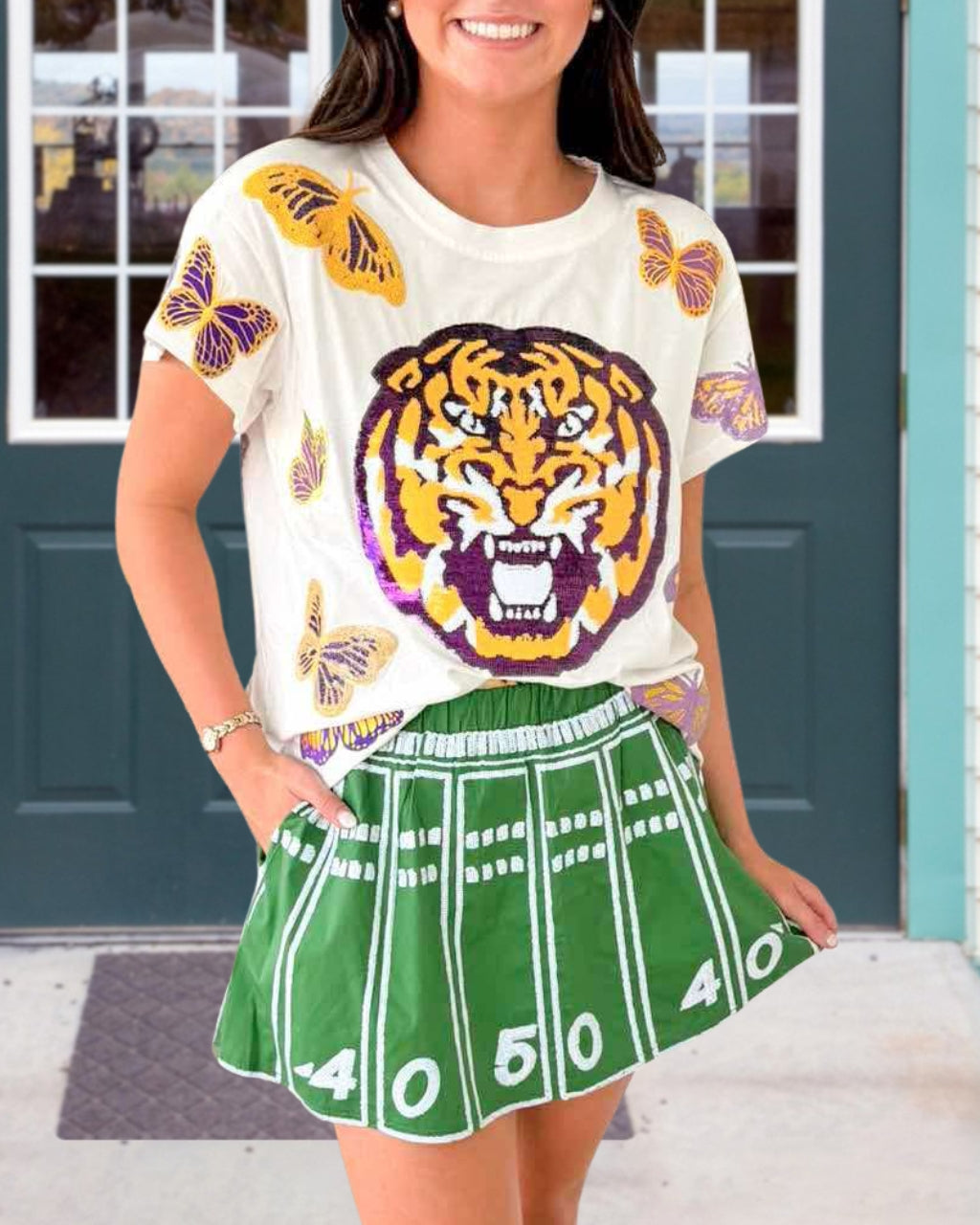 Fierce Meets Free Tiger Butterfly Sequin Tee