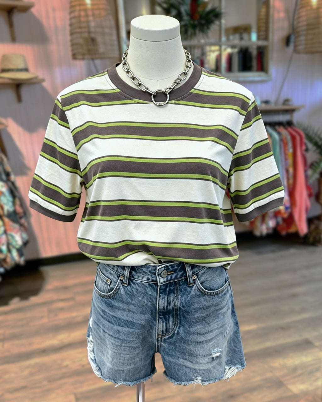 Color-blocked Striped T-shirt
