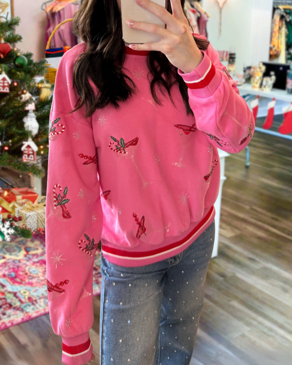 Christmas Goblet Embroidered Sweatshirt