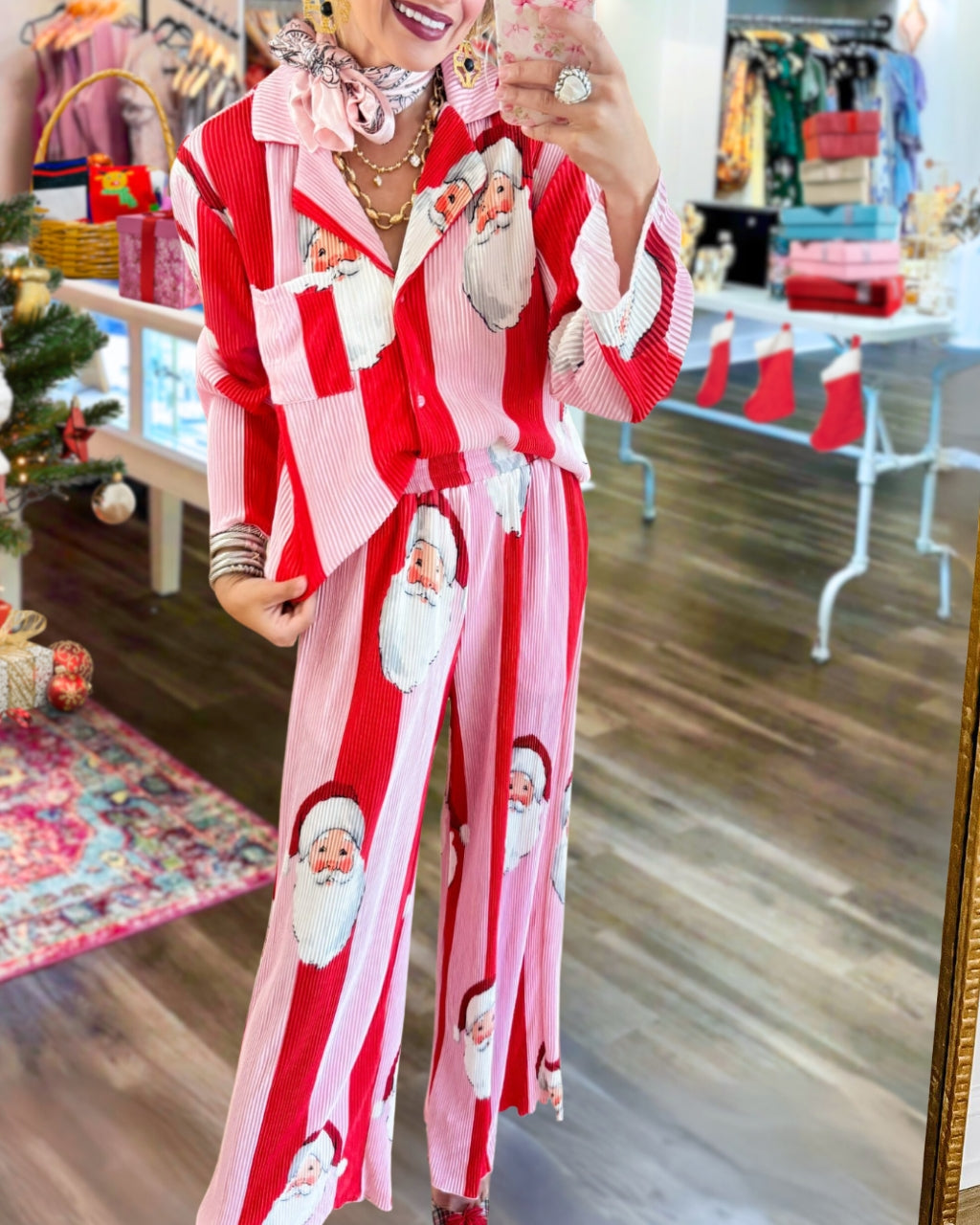 Festive Santa Ribbed Loungewear Set