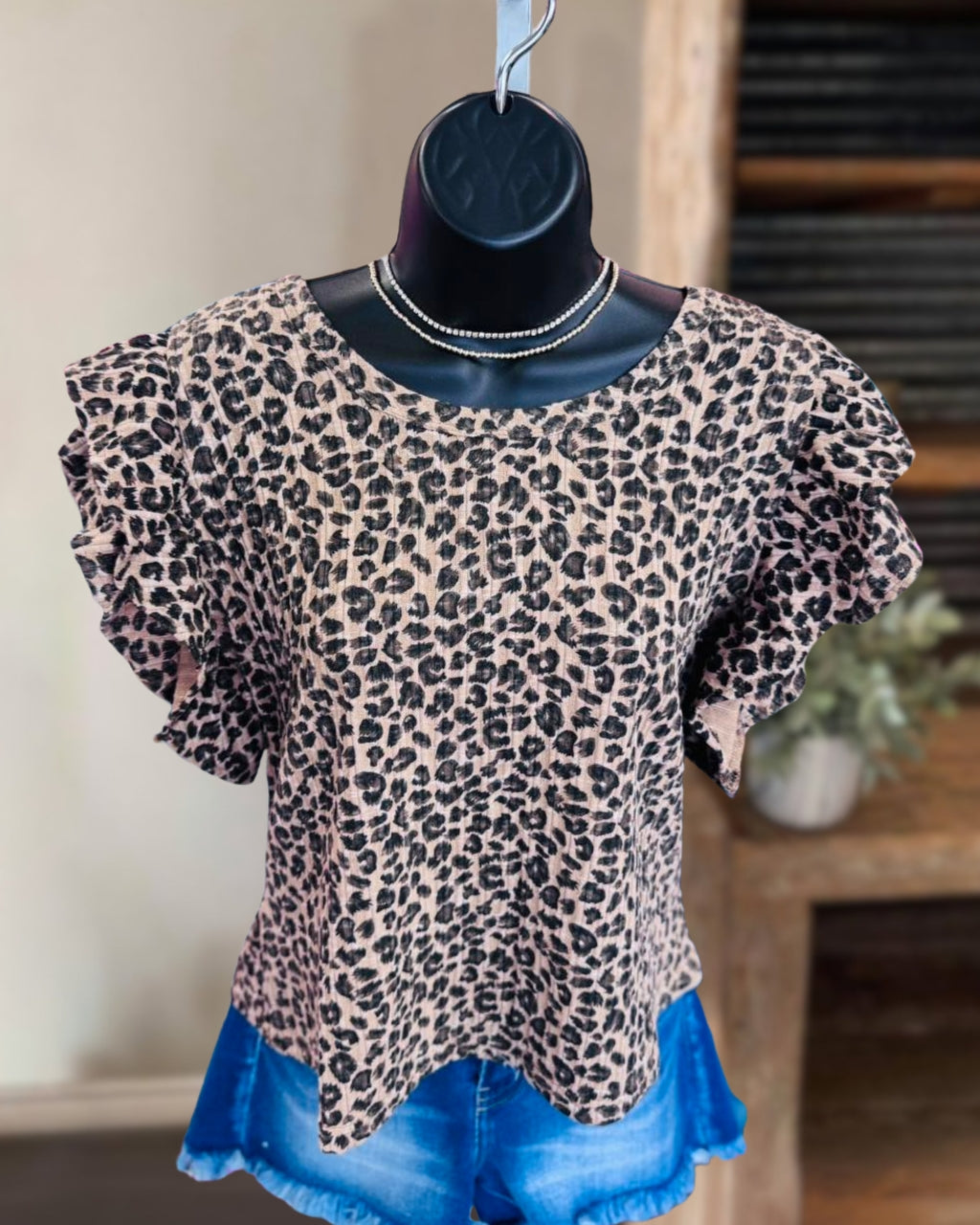 Leopard Print Ruffle Top