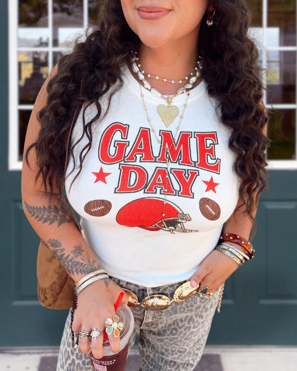 Gameday Helmet Print Sleeveless Tank Top