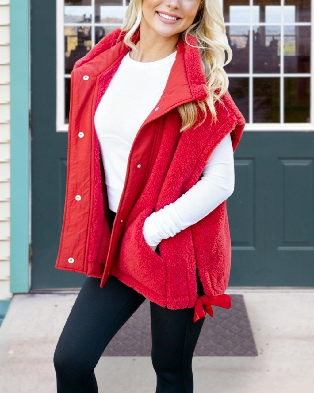 Casual Loose Fit Sherpa Vest
