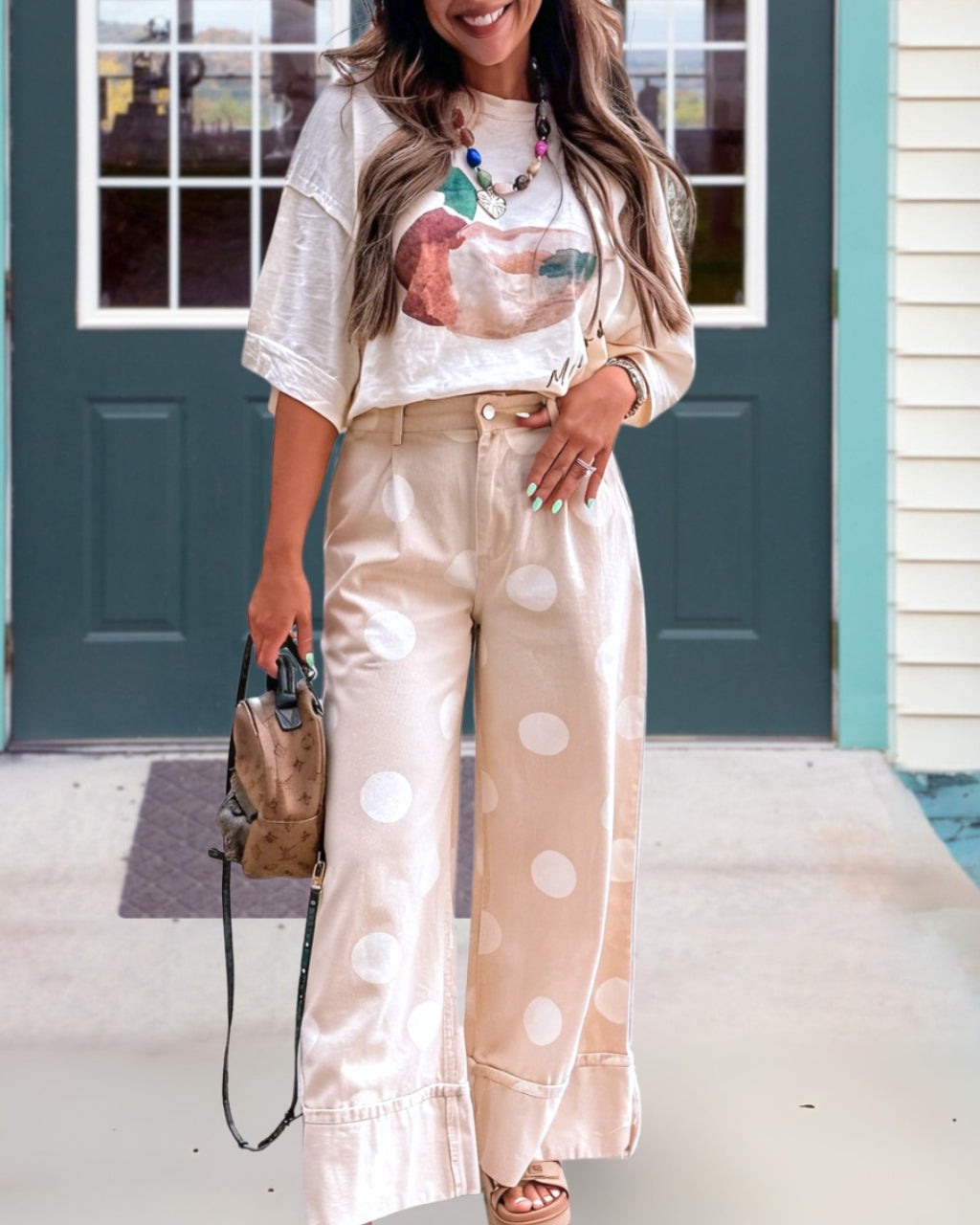Stylish Polka-dot Denim Pants