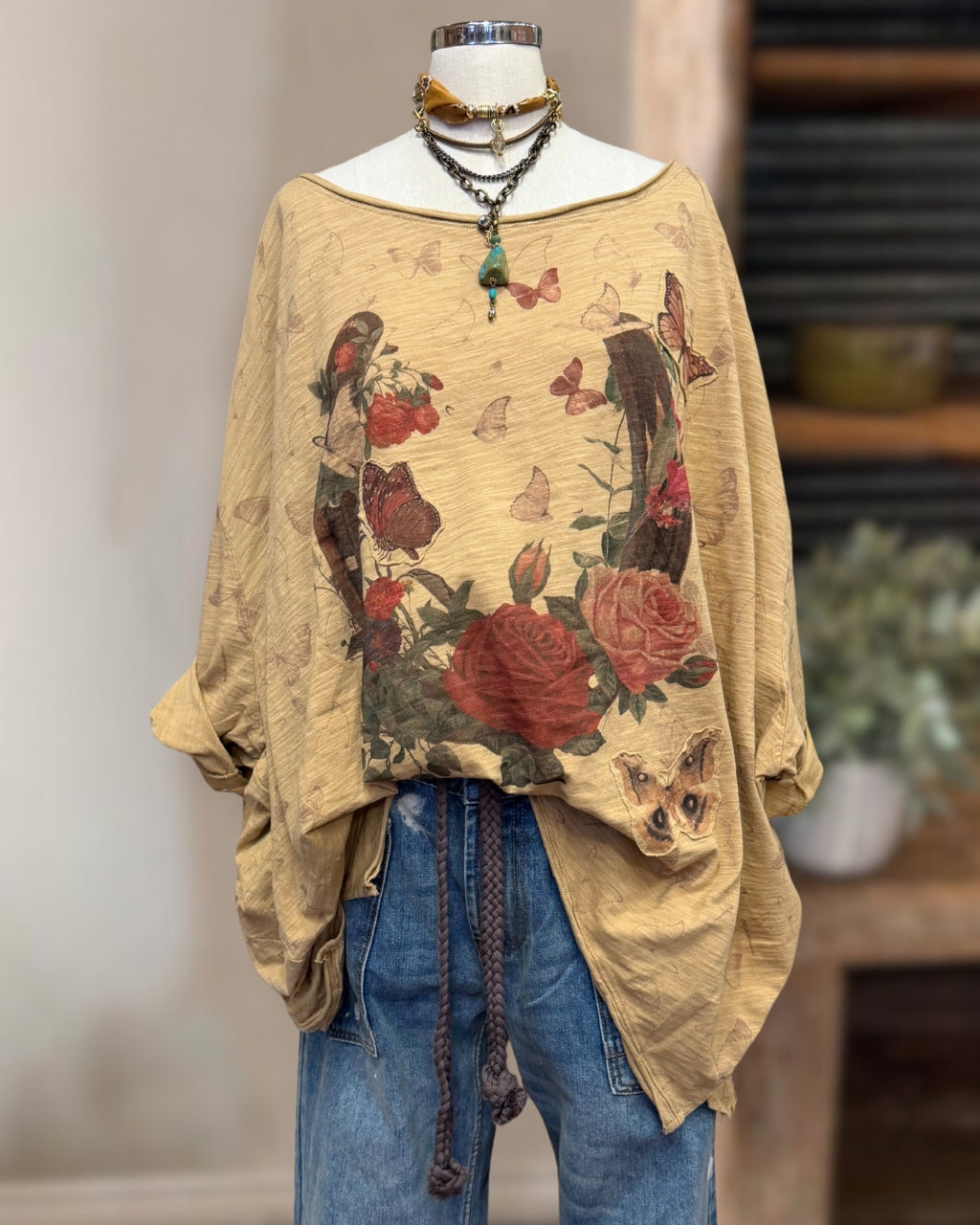 Oversized Butterfly Rose Top