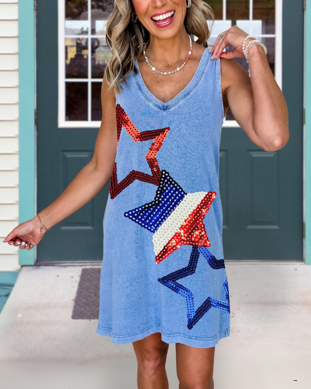 Independent Star Sequin Sleeveless Dress
