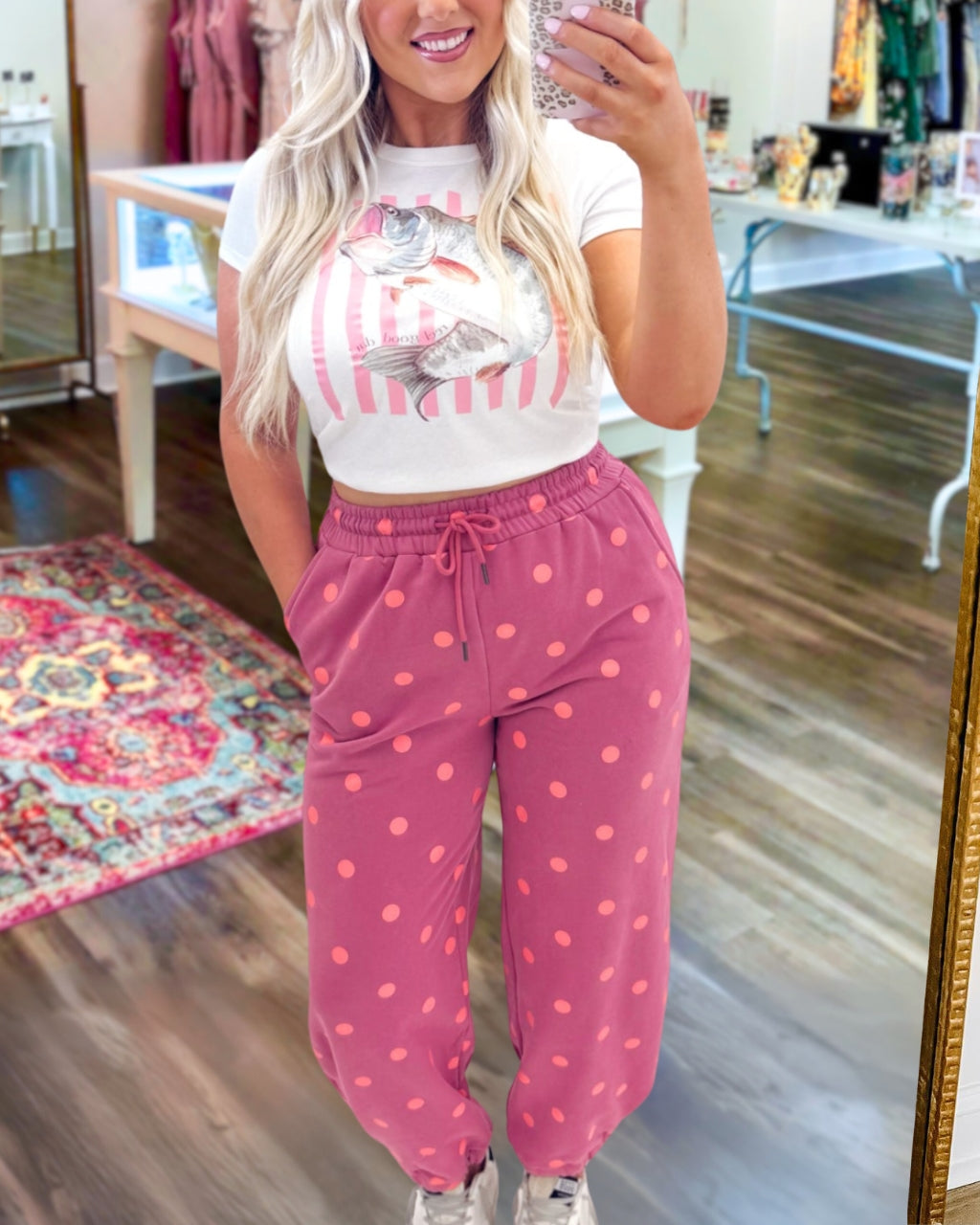 Vibrant Contrast Polka Dot Joggers