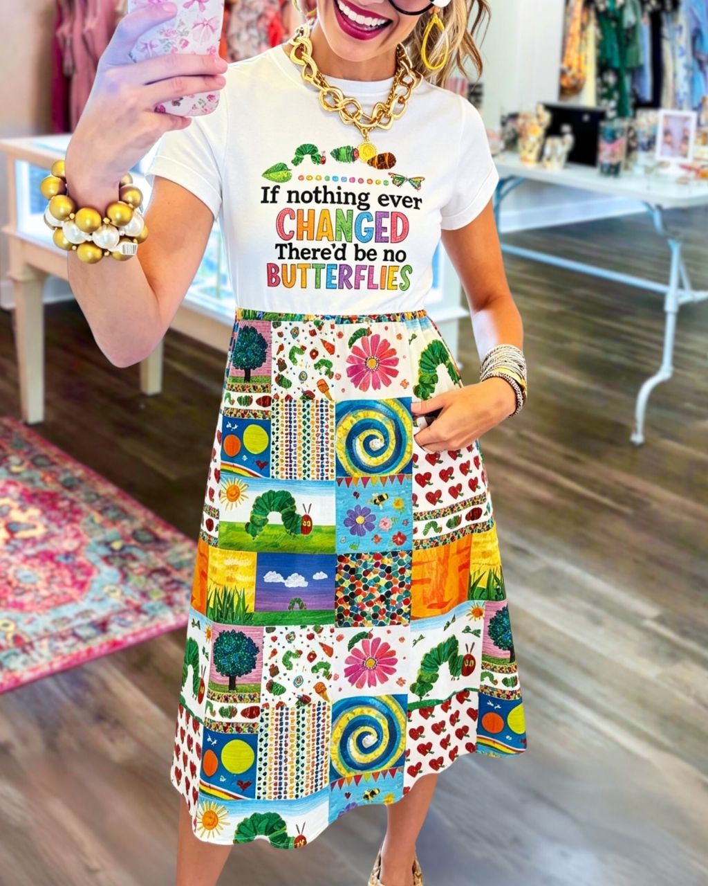 Chic Mixed Pattern Dress